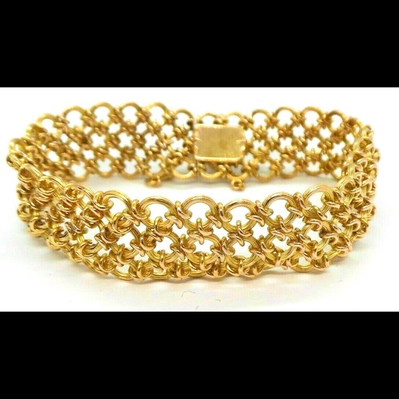 Vintage 18K YELLOW GOLD LINK BRACELET - Picture 1 of 13